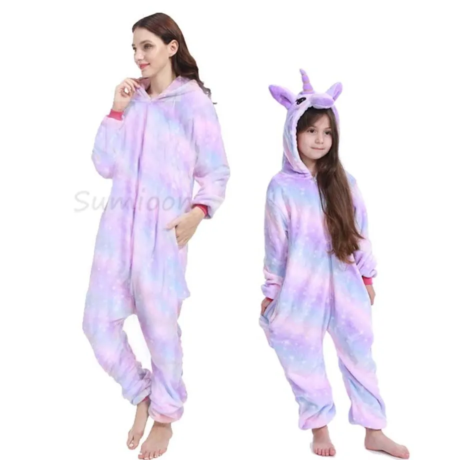 Univerzální zvířecí kombinéza pro dospělé purple-star-unicorn s-height-150-158cm