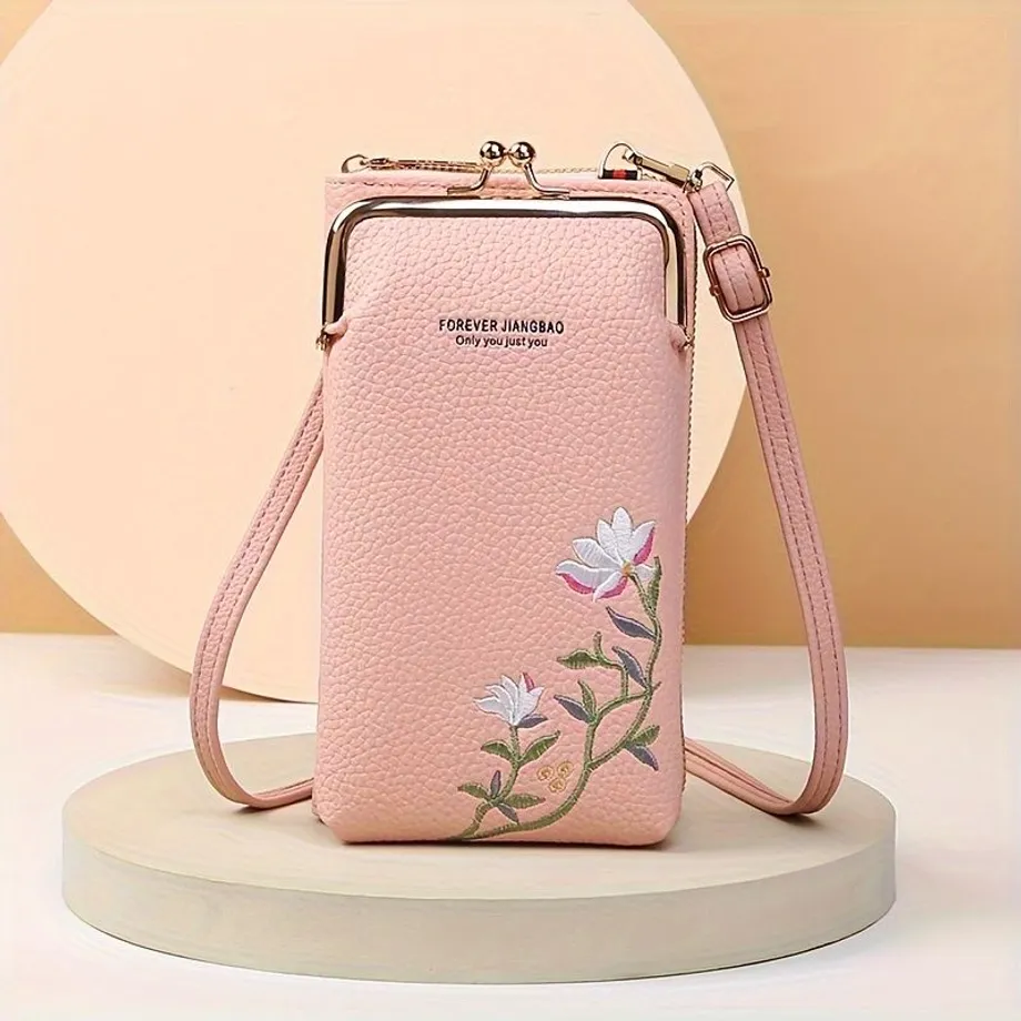 Elegantní mini crossbody kabelka s květinovým vzorem a kapsou na karty