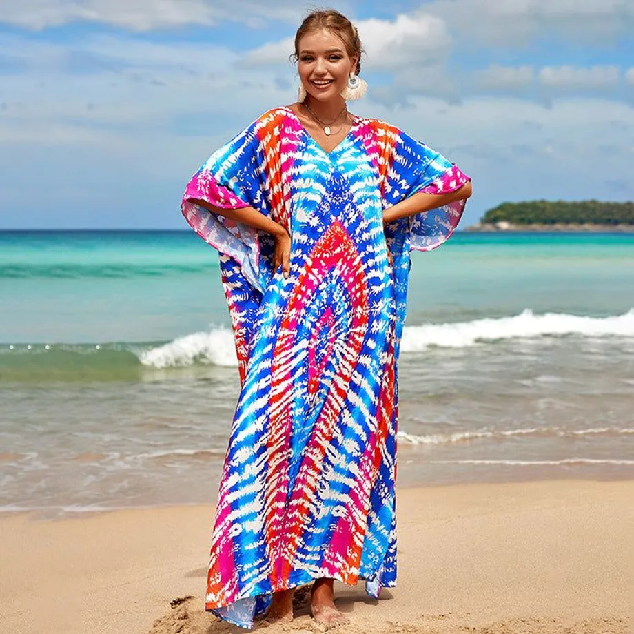 Nové bavlněné polohování Etnický vítr tisk Beach Cover-ups