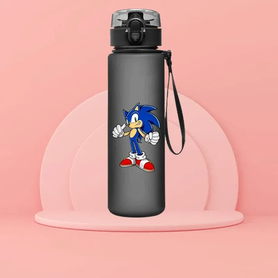 Trendy láhev na vodu s tlakovým uzávěrem v motivech ježka Sonic