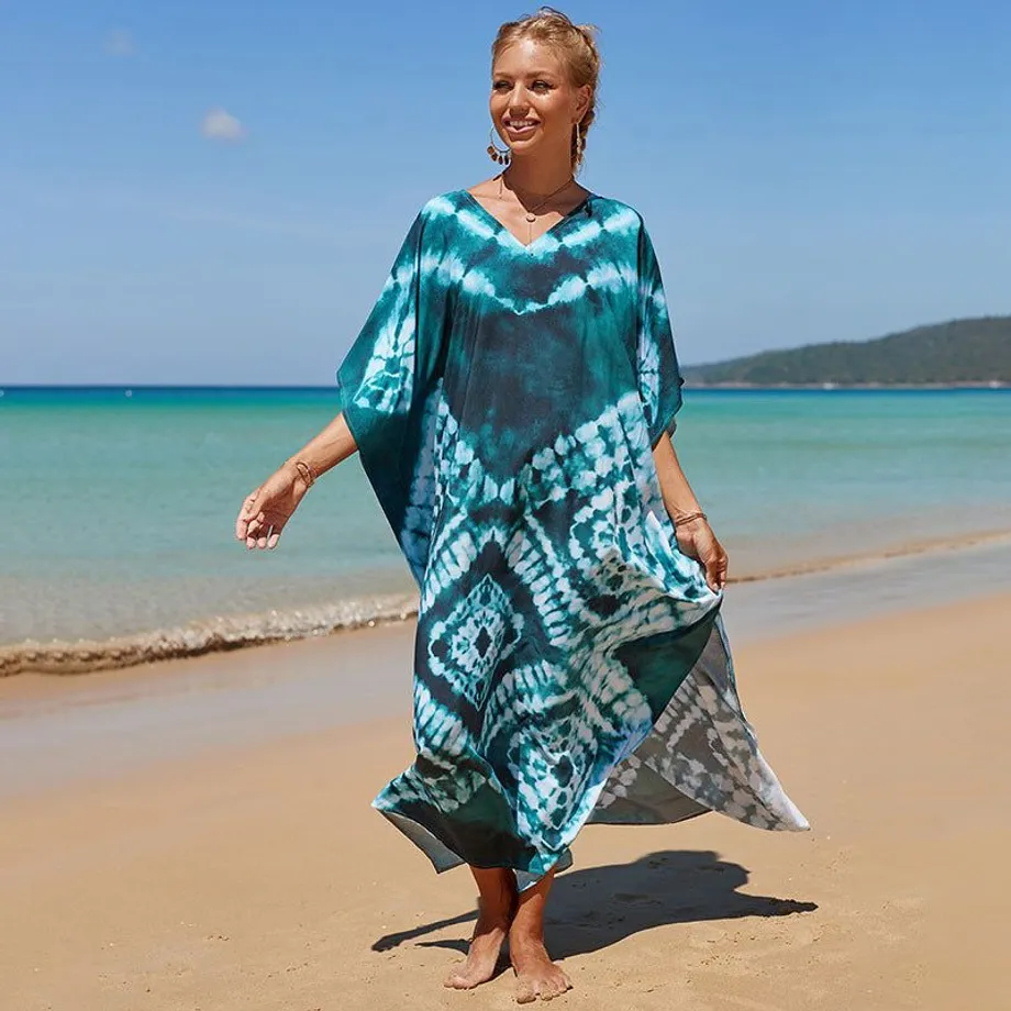 Nové bavlněné polohování Etnický vítr tisk Beach Cover-ups