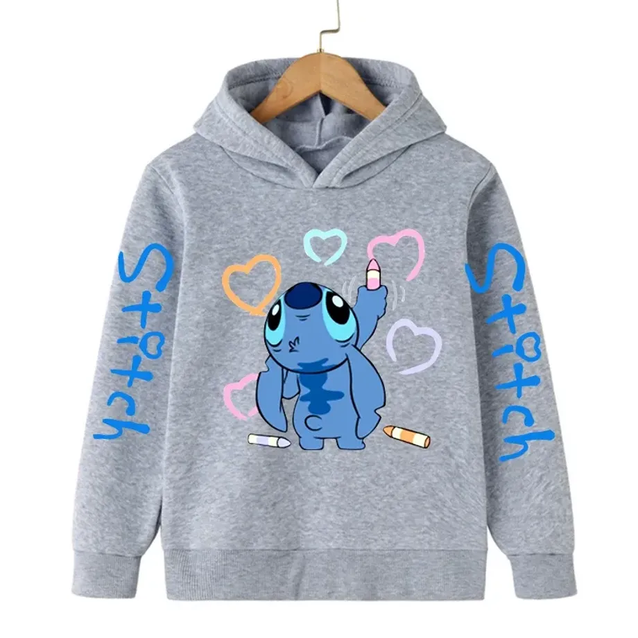 Dětská mikina s kapucí a roztomilým potiskem Stitch