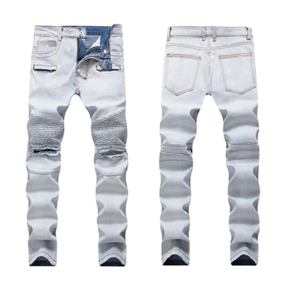 Pánské módní džíny Slim Fit Elastic Ripped Jeans Light blue 1799 29