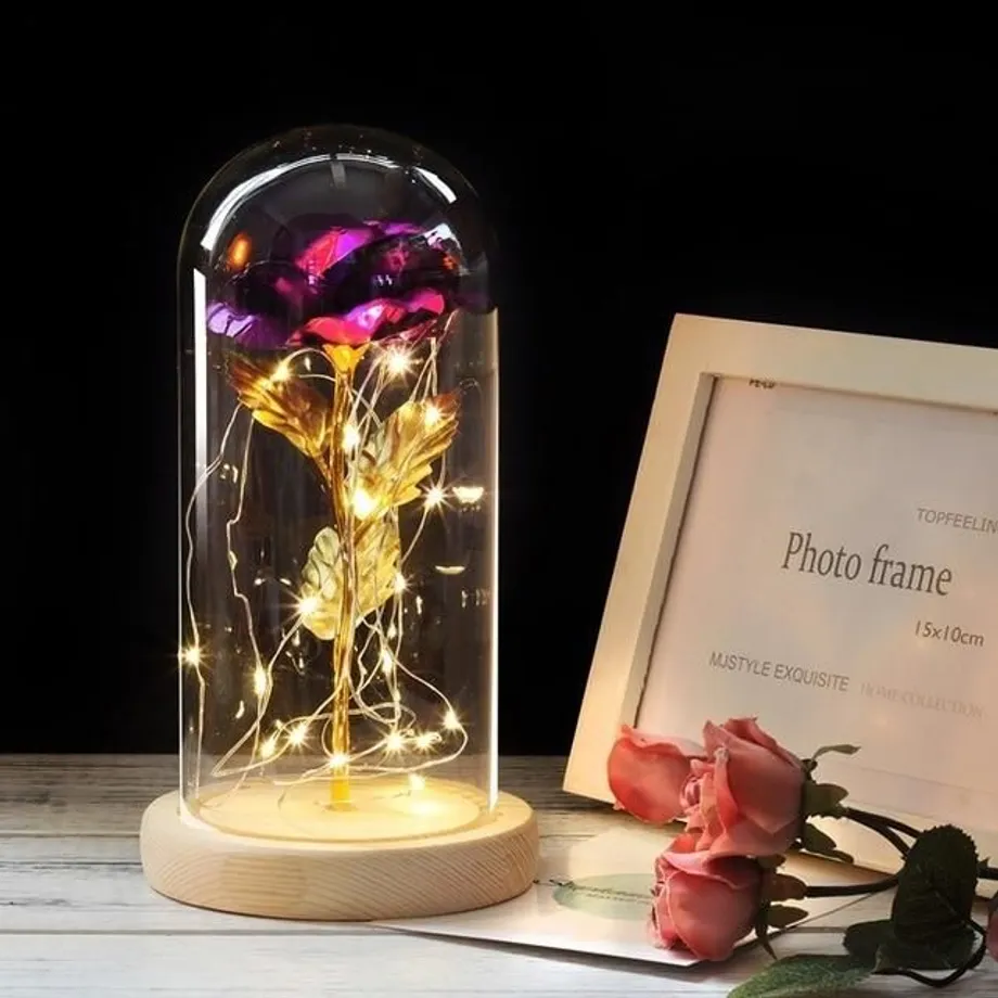 Okouzlující skleněná kopule LED String Rose