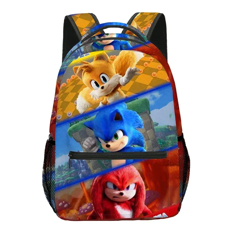 Dětský trendy školní batoh s motivem oblíbeného ježka Sonic