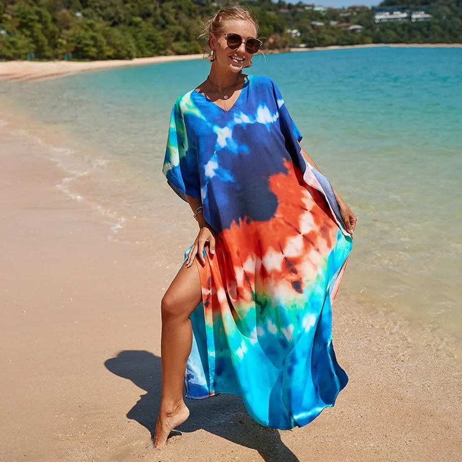 Nové bavlněné polohování Etnický vítr tisk Beach Cover-ups