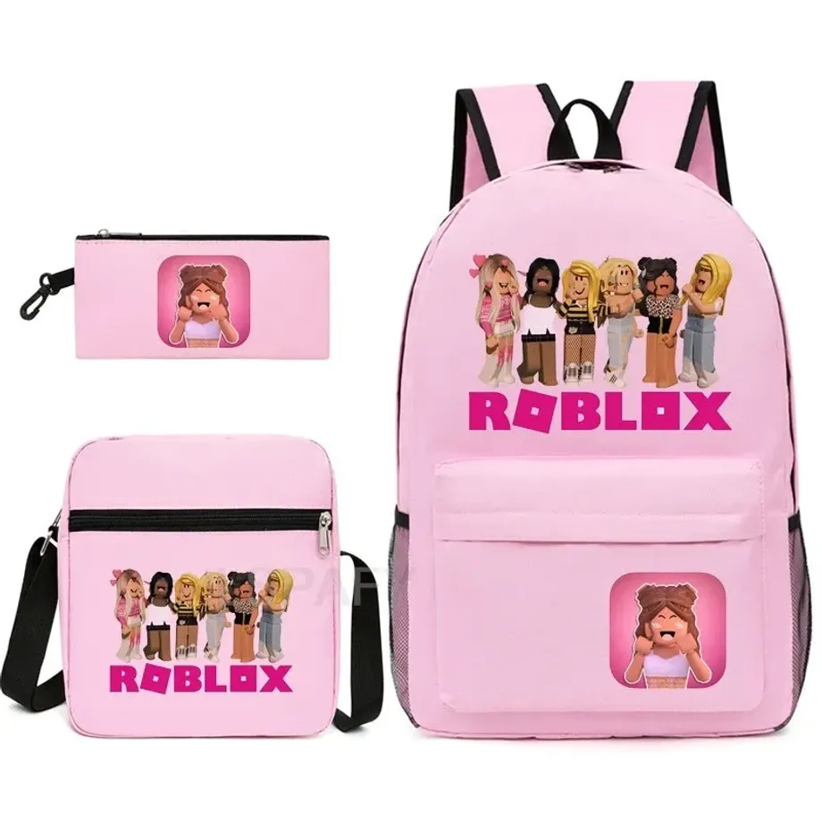 Stylový školní set pro děti - Batoh, penál, taška přes rameno v různých motivech Roblox