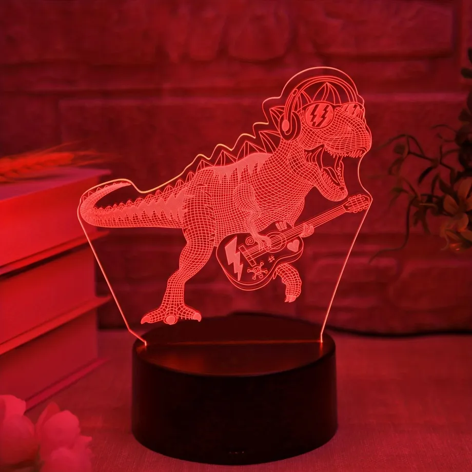 3D Noční světlo Dino kytara - dotykové ovládání, 7 barev