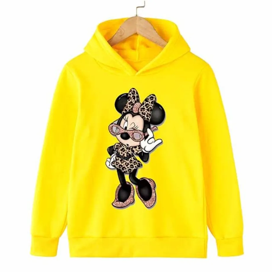 Dětská stylová mikina s kapucí a pohádkovým potiskem Mickey a Minnie