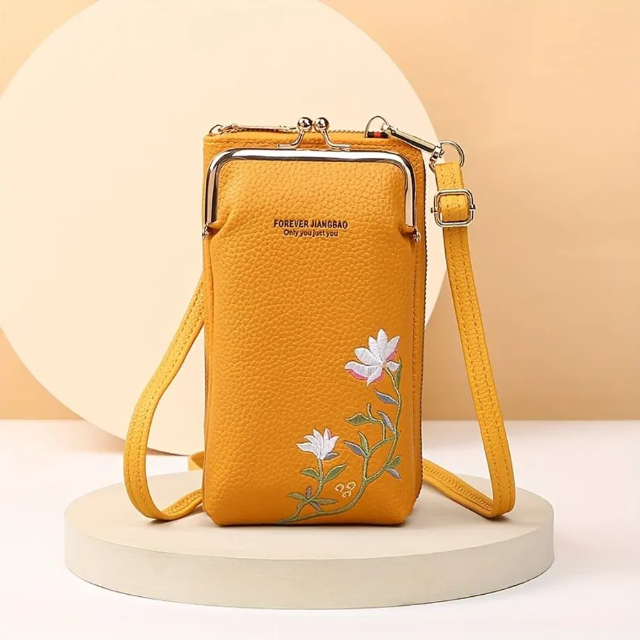 Elegantní mini crossbody kabelka s květinovým vzorem a kapsou na karty