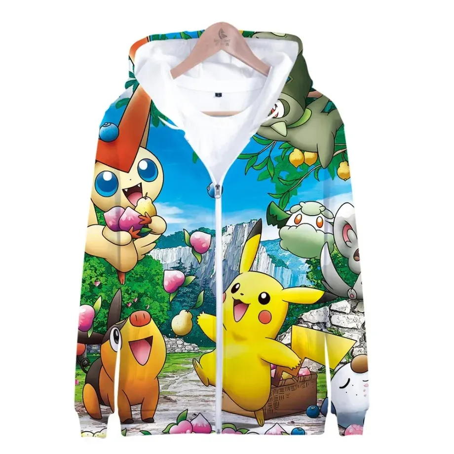 Luxusní unisex mikina se zapínáním na zip a potiskem oblíbených Pokémon