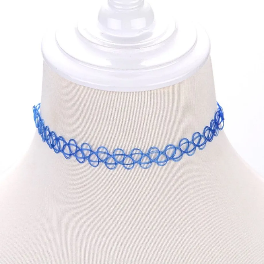 Elastické retro Choker náhrdelníky pro dívky - 12 ks