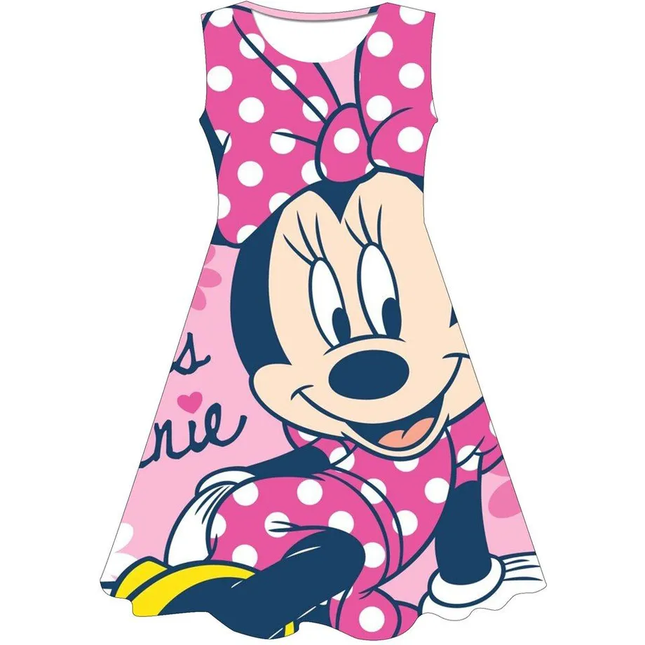 Dívčí letní šaty bez rukávů s motivem oblíbené Minnie Mouse