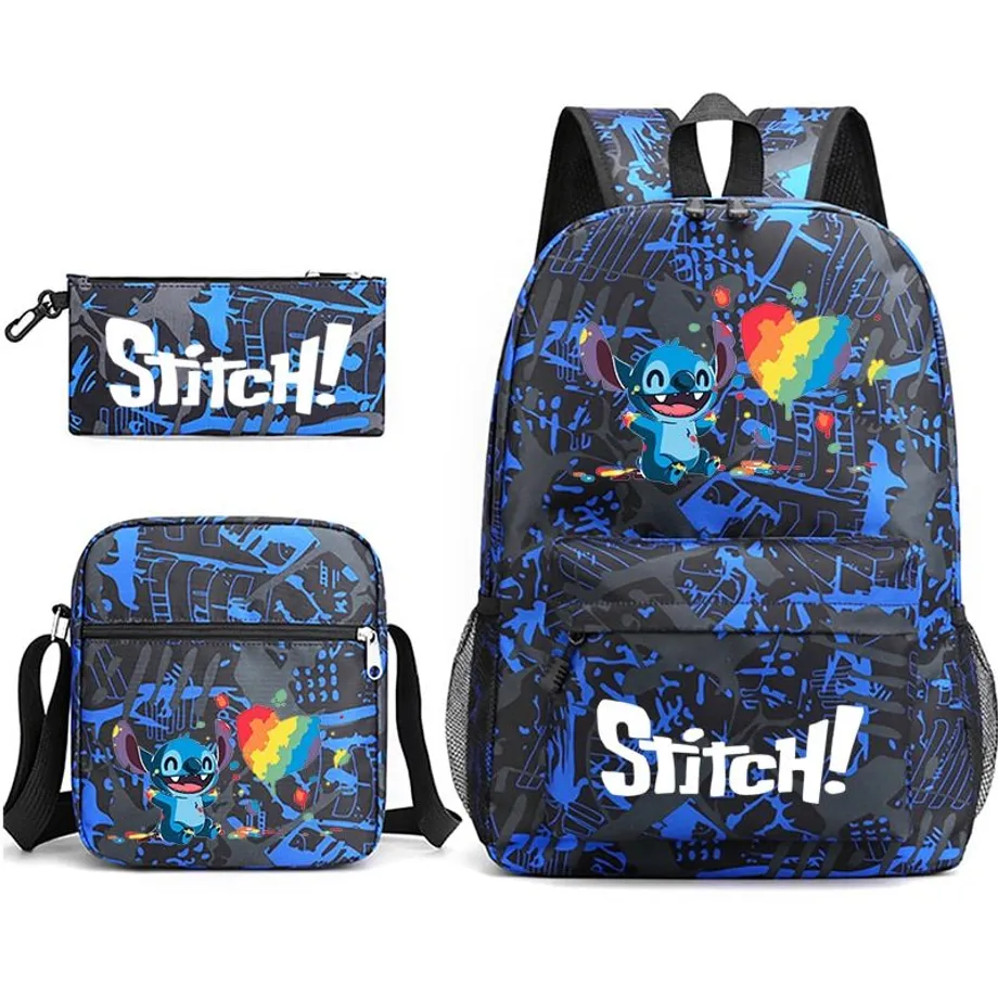 Set školních potřeb Stitch - Batoh a penál + taška přes rameno