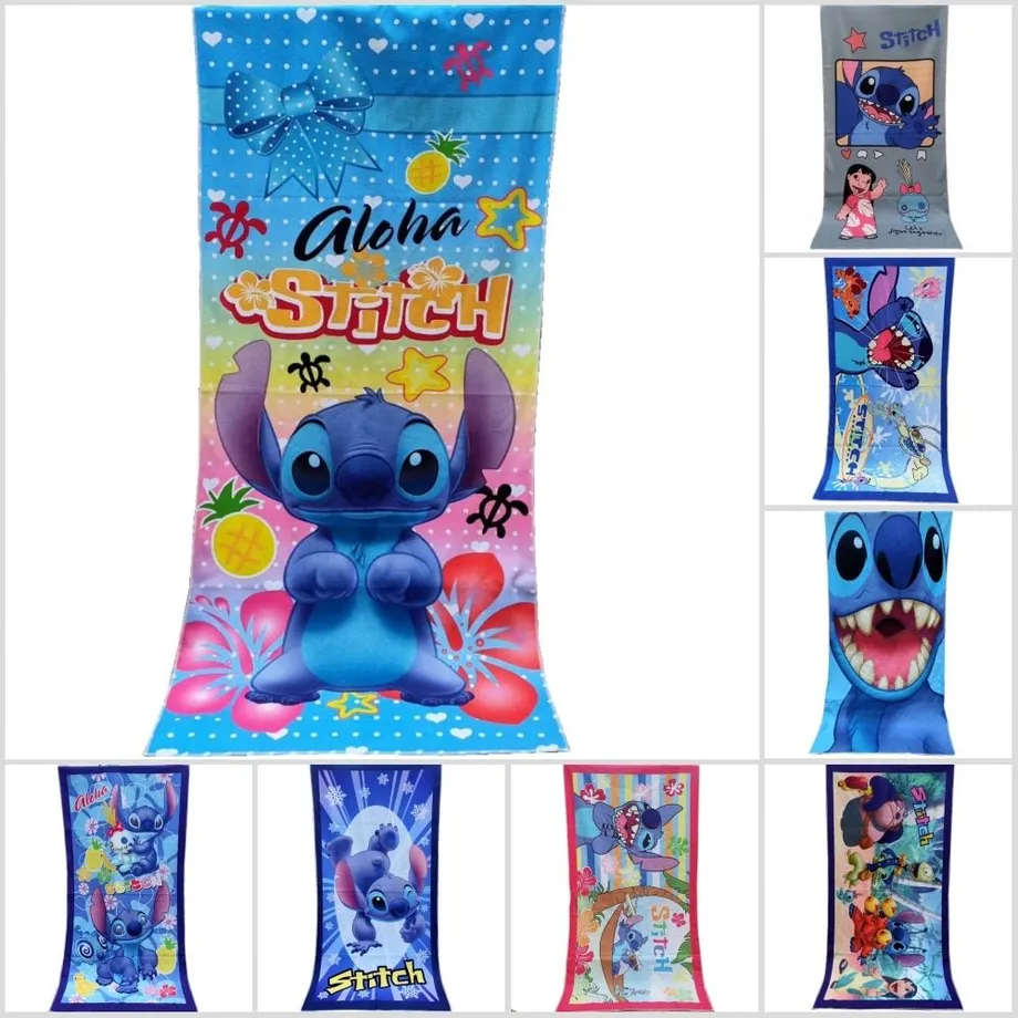 Dětská plážová osuška s úžasnými potisky Stitch postaviček