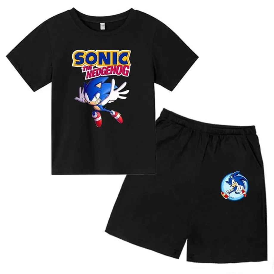 Dětská sportovní souprava s potiskem ježka Sonic - šortky + tričko