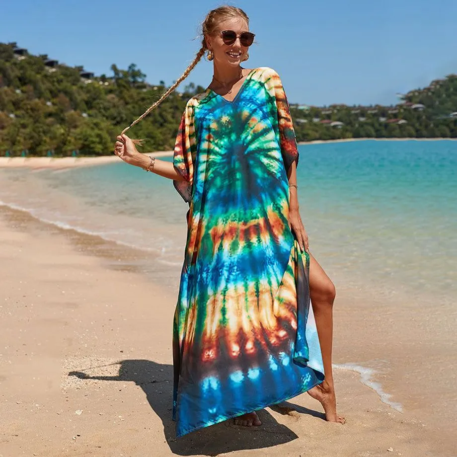 Nové bavlněné polohování Etnický vítr tisk Beach Cover-ups