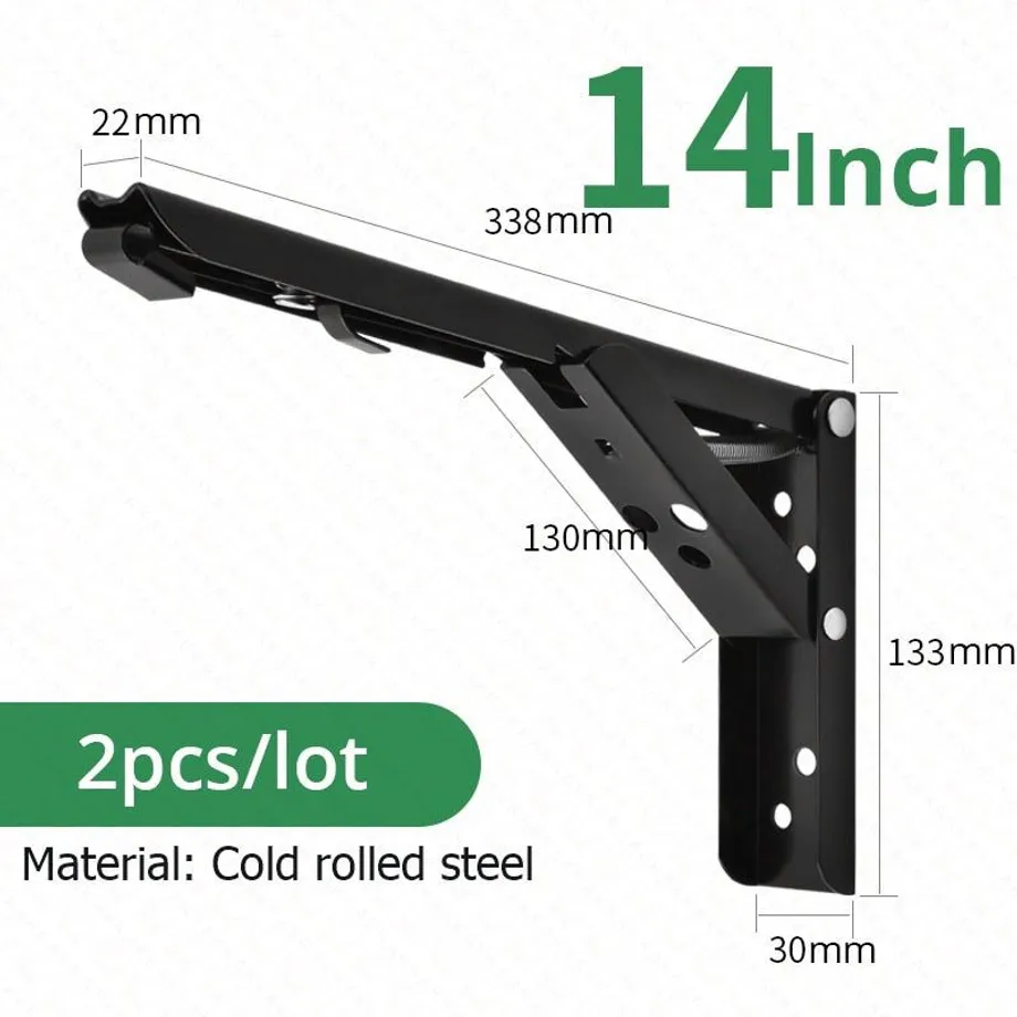 2ks skládacích policových držáků Heavy Duty z nerezové oceli Skládací policový držák pro stolní práci Úspora místa DIY držák