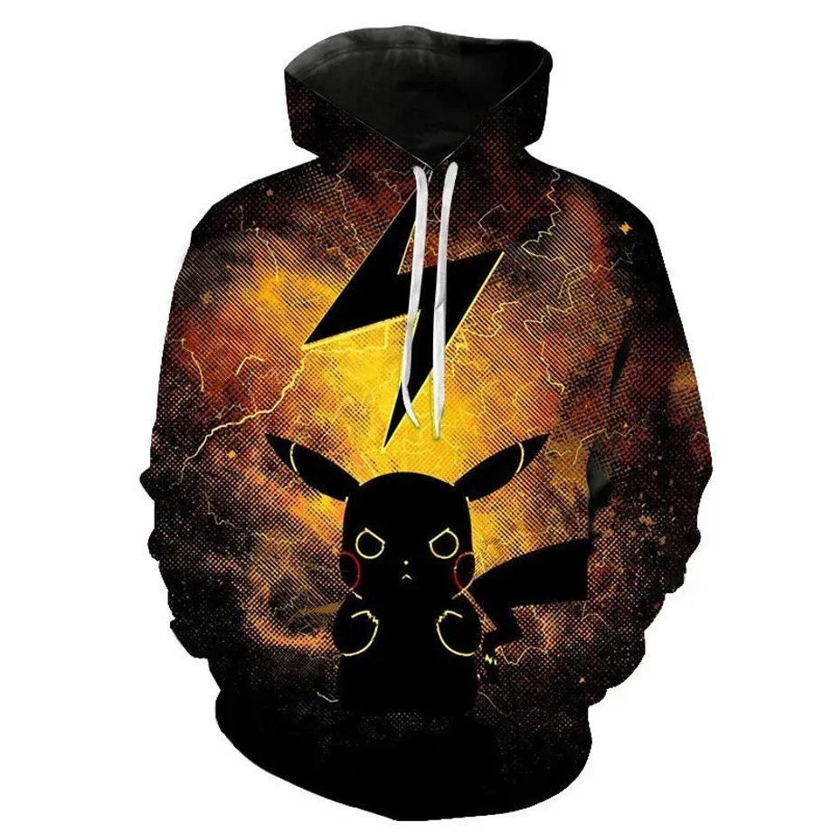 Stylová unisex mikina s klokánkou a potiskem Pokémon Pikachu