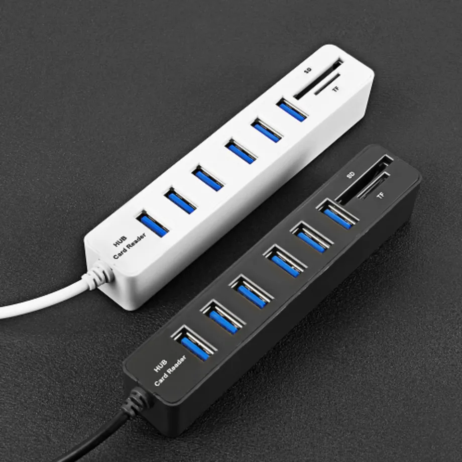 Vysokorychlostní rozbočovač USB HUB 2 v 1 Čtečka karet SD - 2 barvy