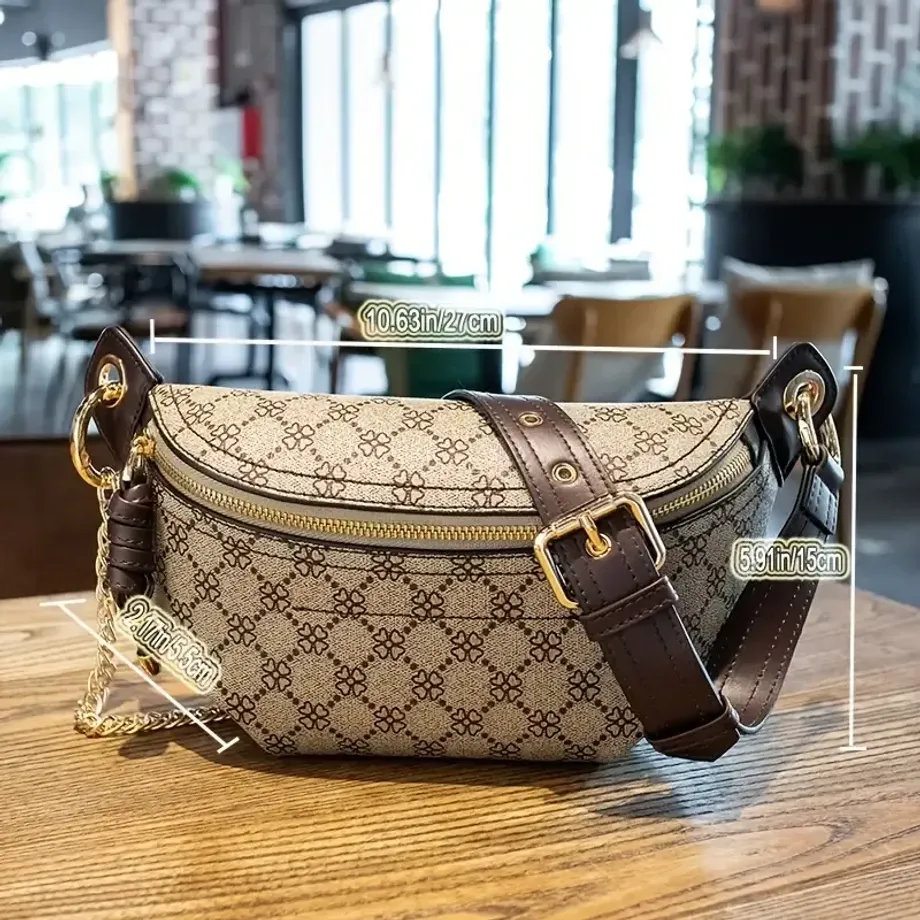 Geo Pattern Fanny Pack, elegantní přední taška na zip Univerzální taška na hrudník