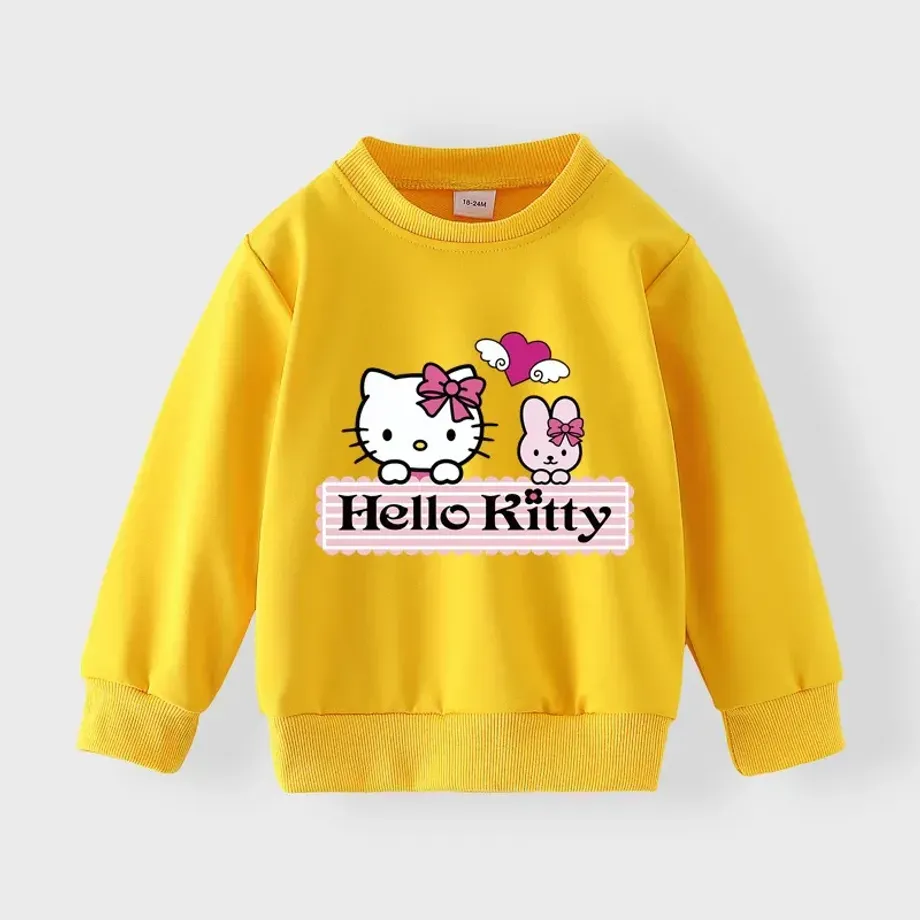 Dětská mikina s dlouhým rukávem, potiskem kočky Hello Kitty a v různých barvách