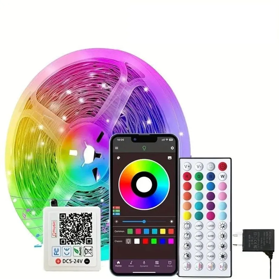 LED pásek RGB 3535 s ovladačem - synchronizace hudby, měnící barvy, citlivý vestavěný mikrofon