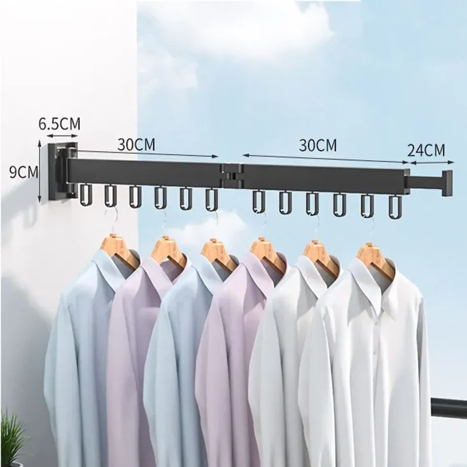 Retractable Cloth Drying Rack Folding Clothes Hanger Wall Mount Indoor Amp Outdoor Space Saving Home Laundry Clothesline