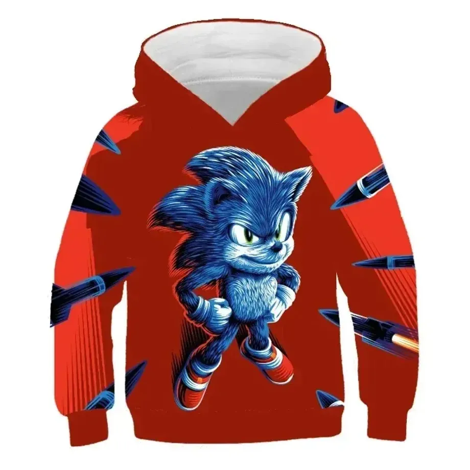 Dětská unisex mikina s kapucí a motivy 3D potisku ježka Sonic