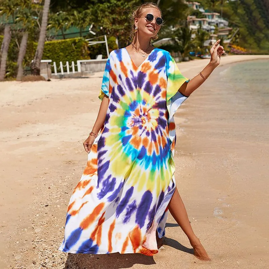 Nové bavlněné polohování Etnický vítr tisk Beach Cover-ups