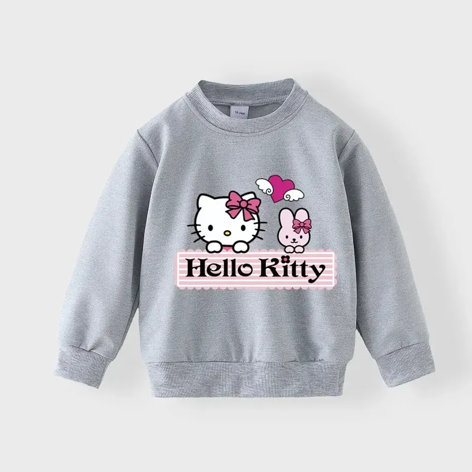 Dětská mikina s dlouhým rukávem, potiskem kočky Hello Kitty a v různých barvách