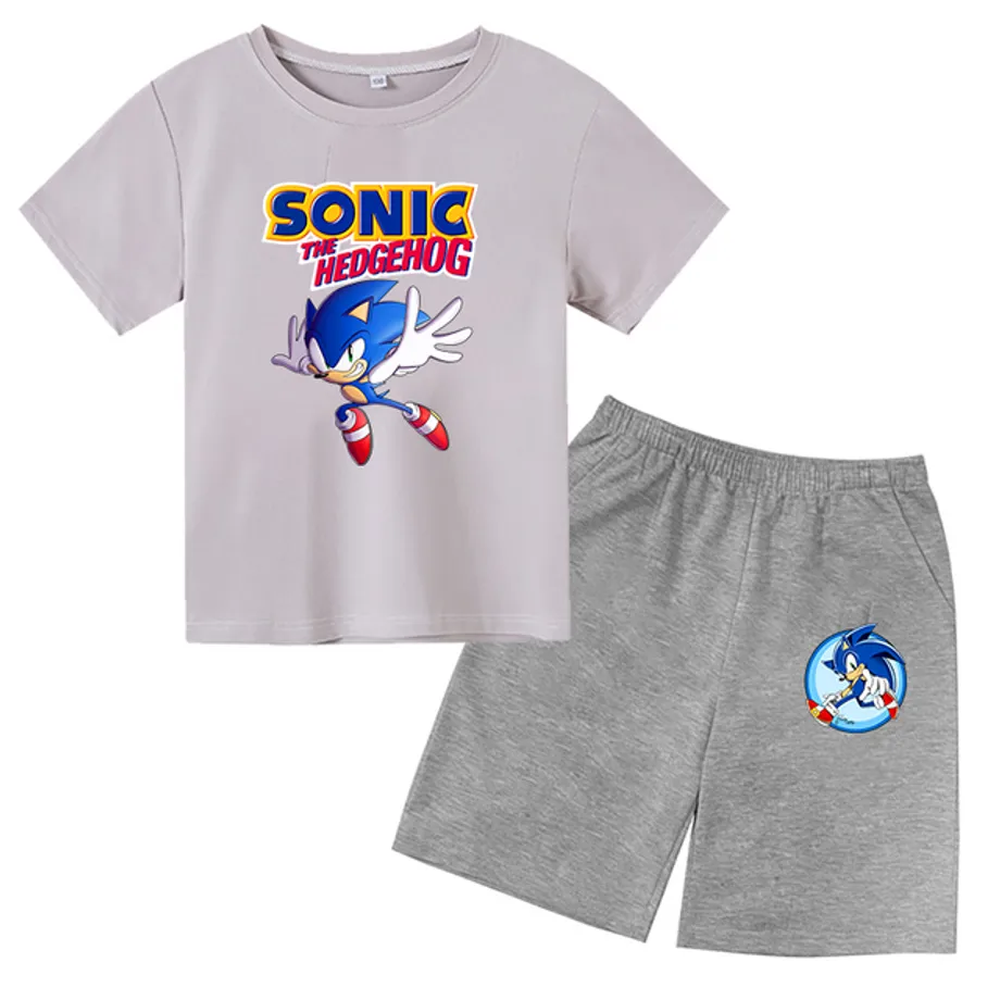 Sportovní dětská souprava s potiskem ježka Sonic - šortky + tričko