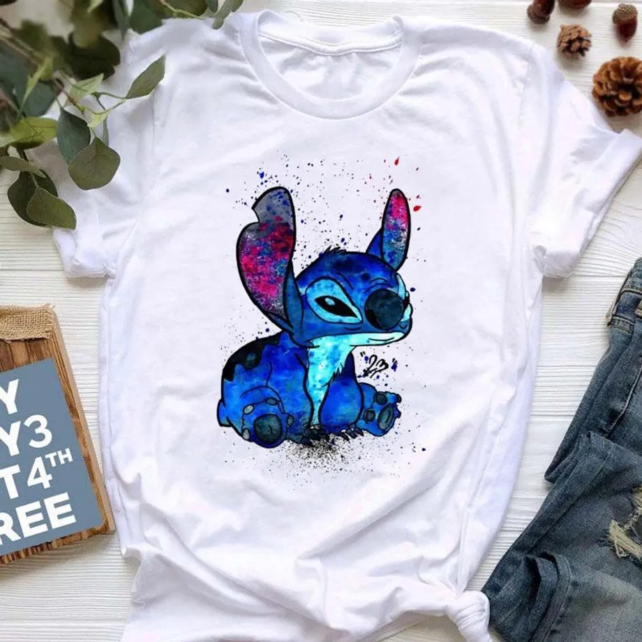 Dámské tričko s krátkým rukávem a roztomilým potiskem Stitch