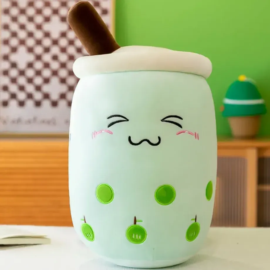 Plyšový polštářek Bubble Tea s tapiokovými perlami