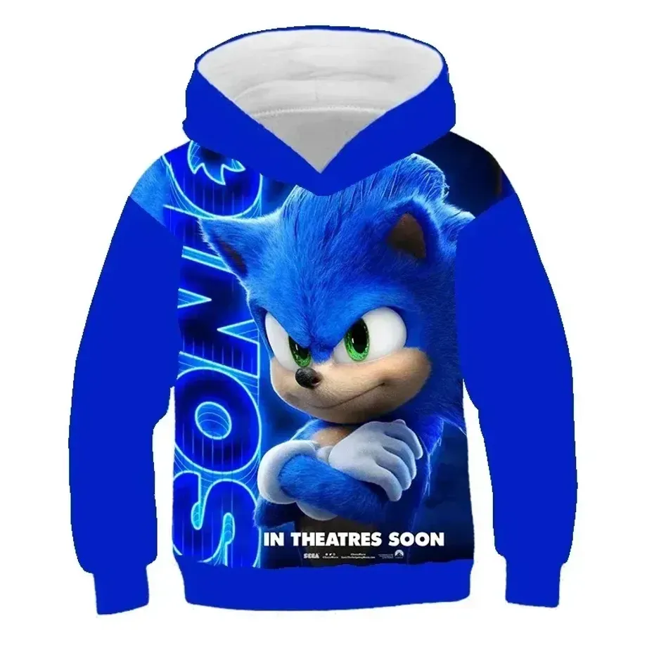 Dětská unisex mikina s kapucí a motivy 3D potisku ježka Sonic