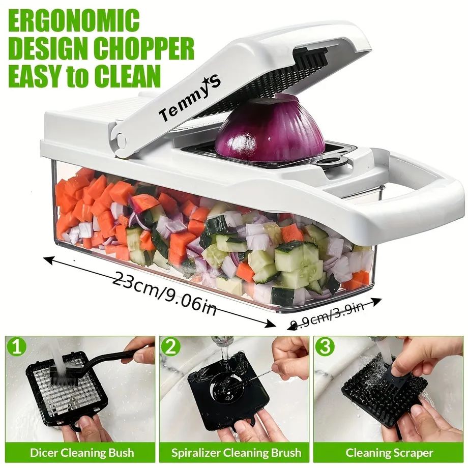 25in1 Multifunctional Vegetable Chopper With 10 Blades Onion - Temu Czech Republic