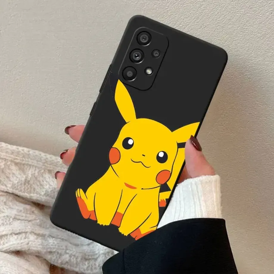 Trendy silikonový černý kryt s motivy oblíbených Pokémon pro telefony Samsung