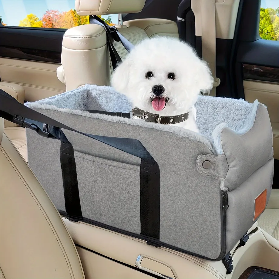 Center Console Dog Car Seat, Dog Car Seats Pro Malé Psy 0-15 Liber, Přenosné Pet Opěradlo Car Seat, Dog Booster Seat S Bezpečnostními Tethers A Pad, Single / Double Door Armrest Použitelné