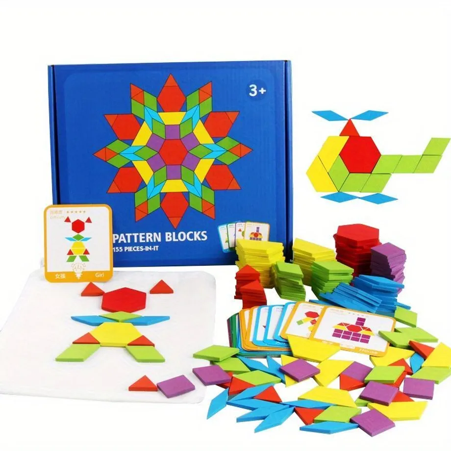 Tvořivá puzzle s tvary - dřevěné tangram skládačky pro předškolní rozvoj dětí