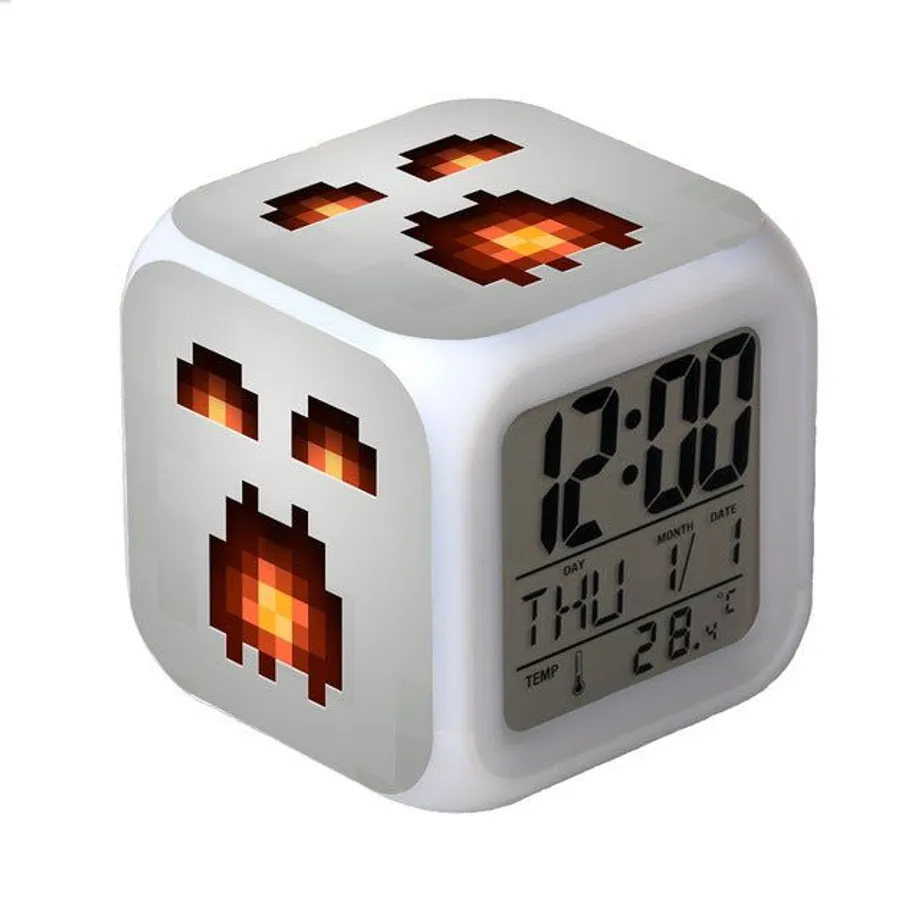 Budík Minecraft s digitálními hodinami s LED displejem