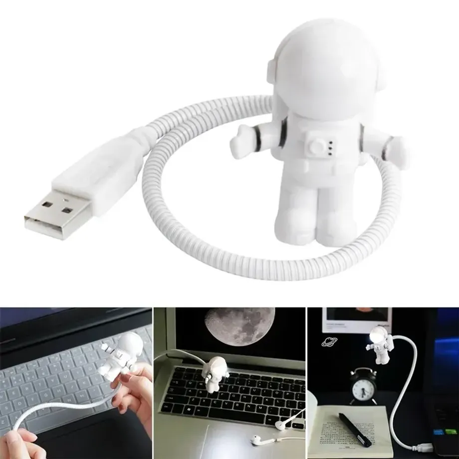 Flexibilní LED noční světlo na stůl s motivem astronauta - USB napájení