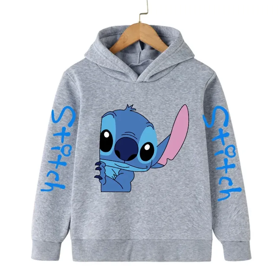 Dětská mikina s kapucí a roztomilým potiskem Stitch