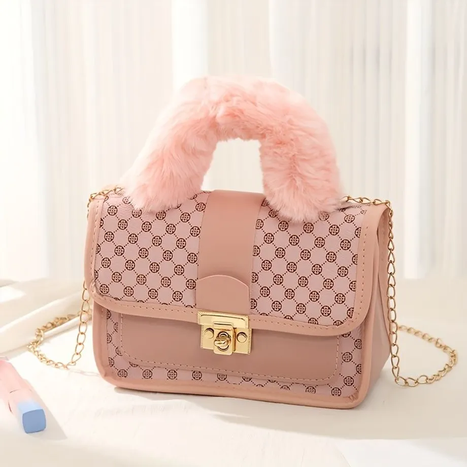 Módní dívčí plyšová crossbody kabelka přes rameno