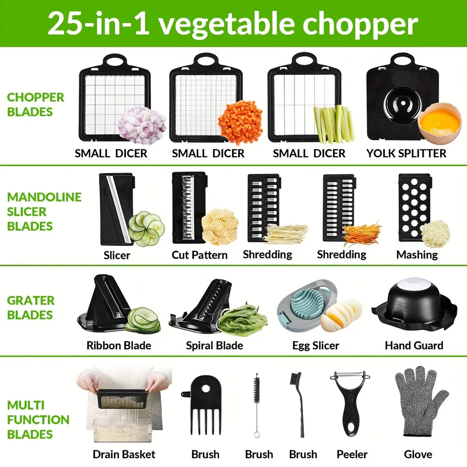 25in1 Multifunctional Vegetable Chopper With 10 Blades Onion - Temu Czech Republic