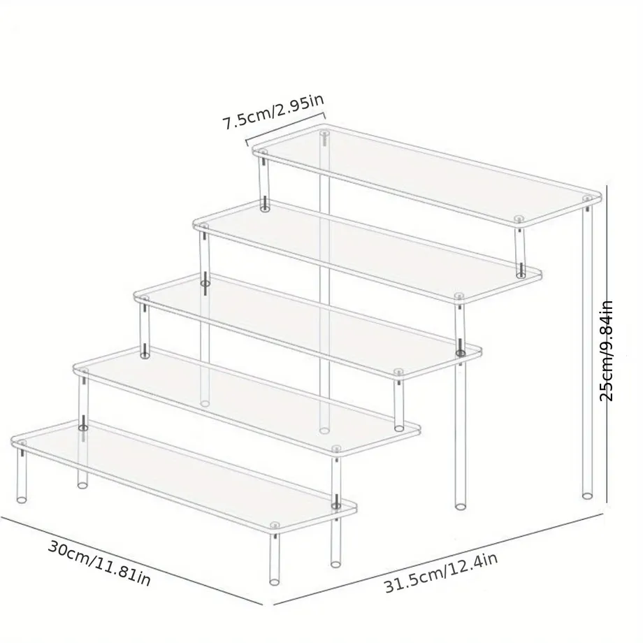 1ks Akrylový stojan na více pater - 3, 4 nebo 5 pater - Organizér na parfémy, Plně transparentní