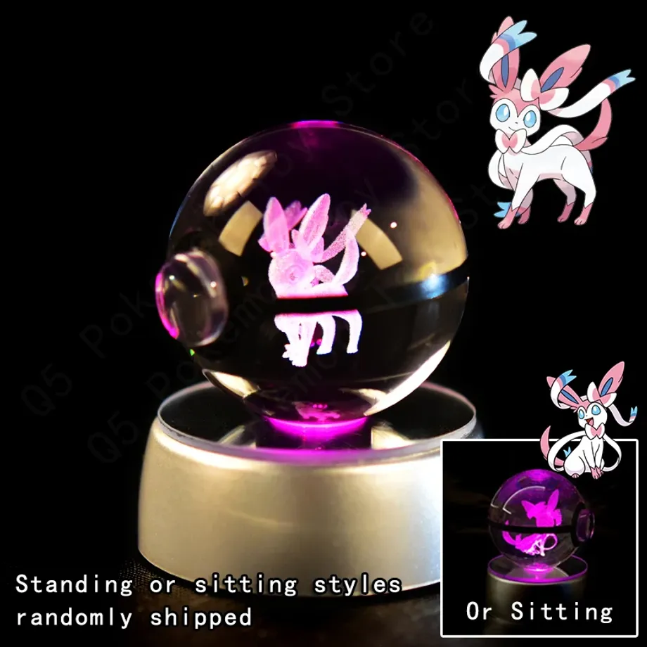 Roztomilá 3D stolní lampa ve tvaru Pokébalu s motivem Pokemonů