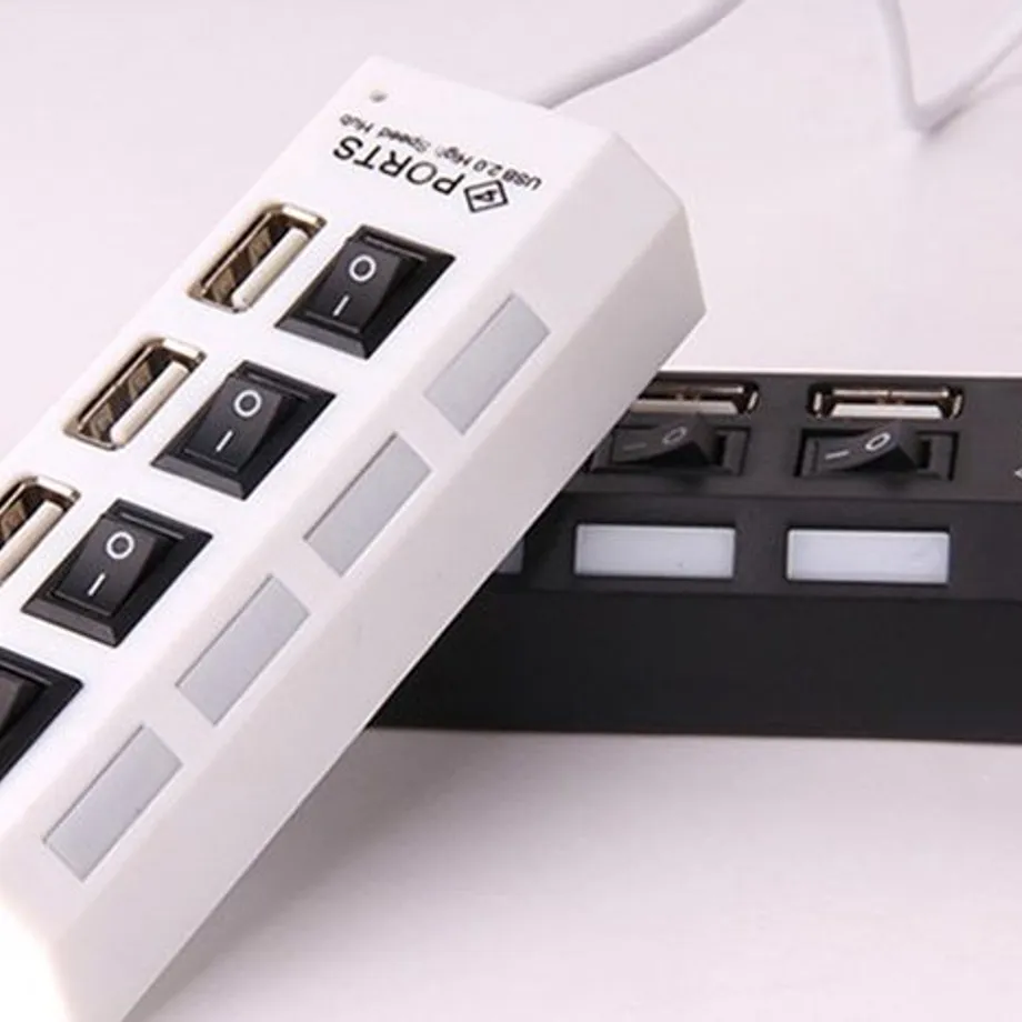 USB 4portový HUB s přepínačem - 2 barvy