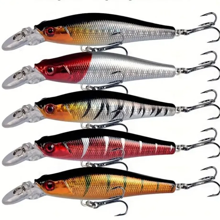 56dílná sada prémiových rybářských návnad - Bionické návnady pro sladkovodní a slanou vodu - Minnow Crankbait Tackle s realistickým designem a pevnými háčky