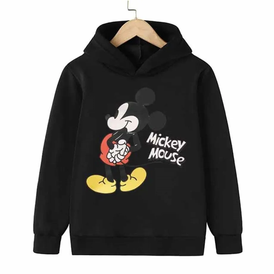 Dětská stylová mikina s kapucí a pohádkovým potiskem Mickey a Minnie