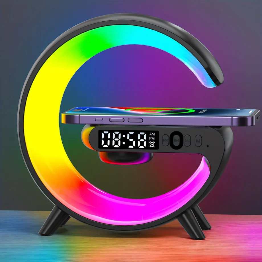 Multifunkční Bezdrátová Nabíjecí Podložka Stojan Reproduktor TF RGB Noční Světlo 15W Rychlonabíjecí Stanice Pro IPhone Samsung Xiaomi